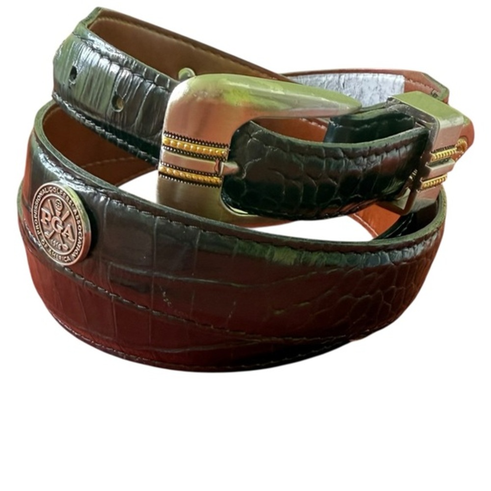 PGA of America Black Croc-Embossed Leather Belt  YRI USA  Size 44/110 Western